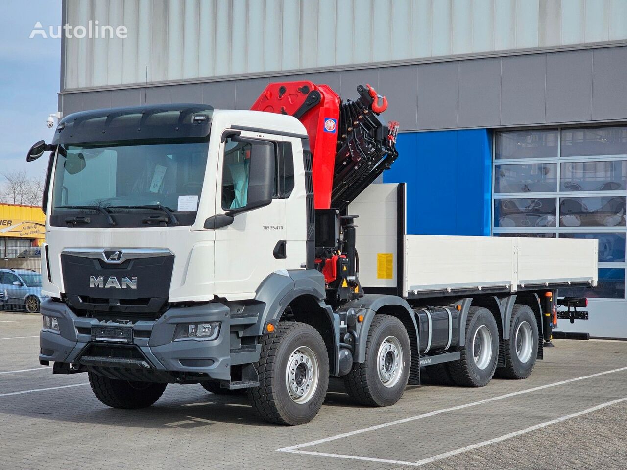 Man Tgs Pritsche Mit Hmf Jib Seilwinde Flatbed Truck For