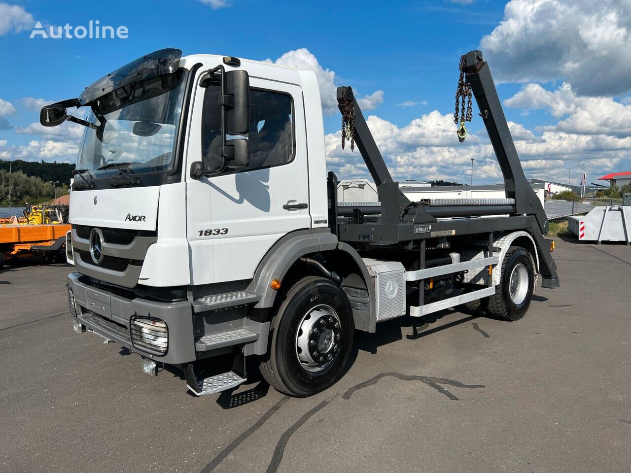 Mercedes Benz Axor 1833 K skip loader truck for sale Germany Fließem