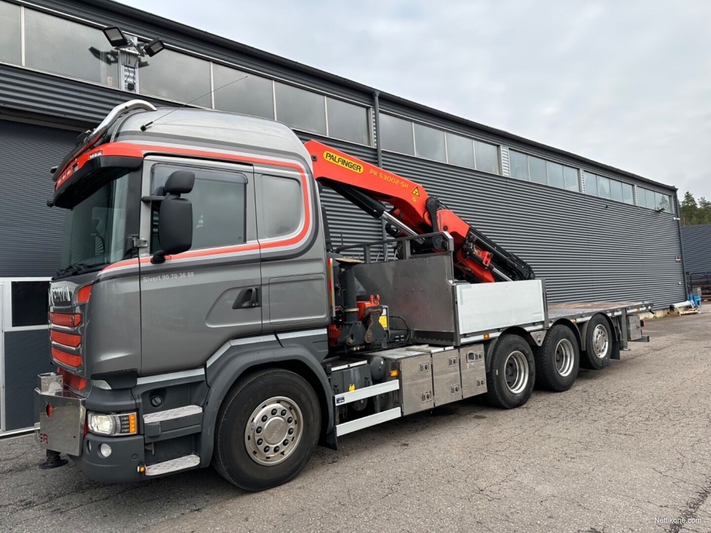 Scania R580 Flatbed + crane Palfinger PK53002SH + winch 8x4 flatbed