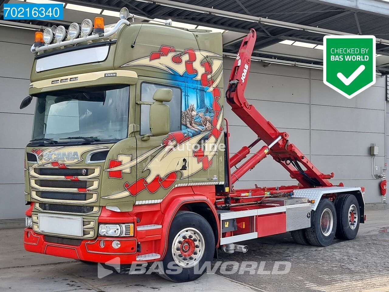 Scania R580 6X2 V8 20t Hooklift Retarder Lift+Steering Navi Euro 6 hook lift truck