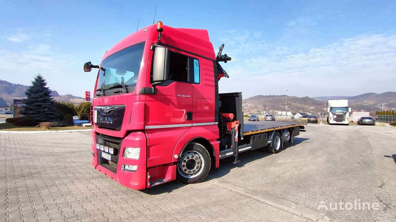 MAN TGX 26.440 flatbed truck for sale Poland Jordanów, ZE32212