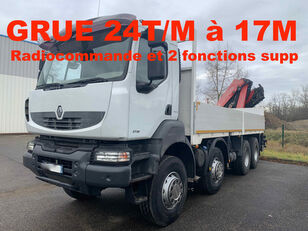 RENAULT KERAX 410 DXI ridelles grue 24t/m à 16,90m radiocommande flatbed truck